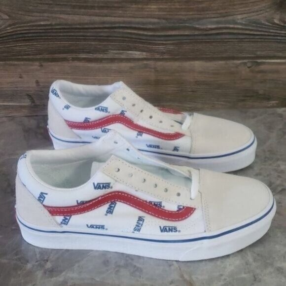 New Vans Old Skool Womens White Sneakers Size 7 Logo Skater Casual Streetwear - Picture 5 of 10